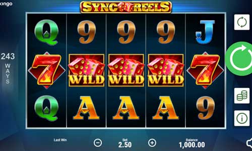 Sync Reels base game screenshot showing reels and features