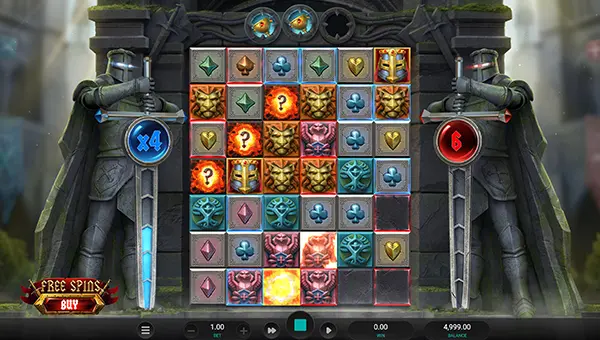 Templar Tumble 2 Dream Drop base game screenshot showing reels and features