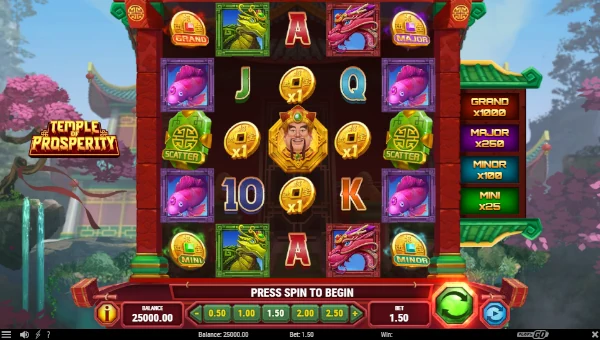 Temple of Prosperity base game screenshot showing reels and features