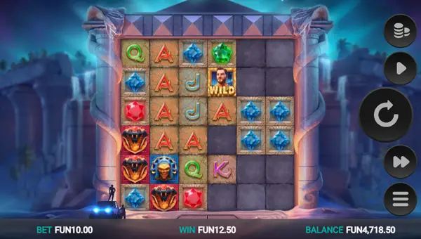 Temple Tumble 2 base game screenshot showing reels and features