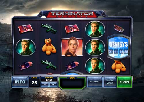 Terminator Genisys base game screenshot showing reels and features