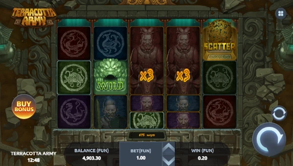 Terracotta Army base game screenshot showing reels and features