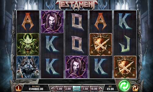 Testament base game screenshot showing reels and features