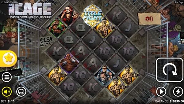The Cage base game screenshot showing reels and features