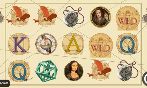 The Da Vinci Device base game screenshot showing reels and features