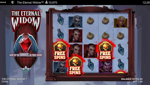 The Eternal Widow base game screenshot showing reels and features