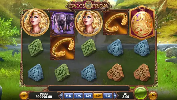 The Faces of Freya base game screenshot showing reels and features