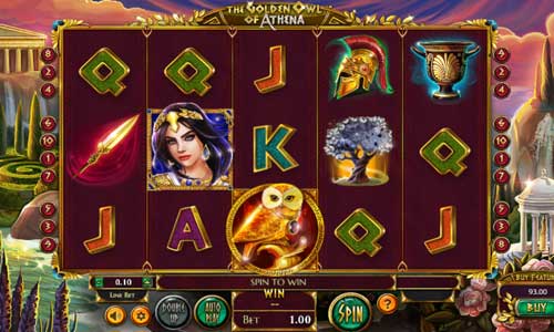 The Golden Owl of Athena base game screenshot showing reels and features