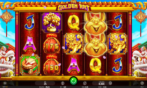 The Golden Rat base game screenshot showing reels and features
