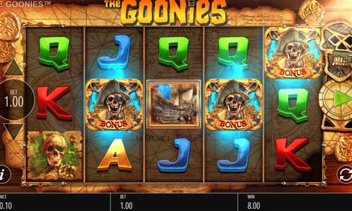 The Goonies base game screenshot showing reels and features