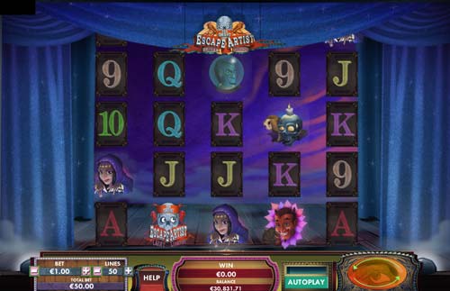 The Great Escape Artist Slot Base Game The Great Escape Artist base game screenshot showing reels and features