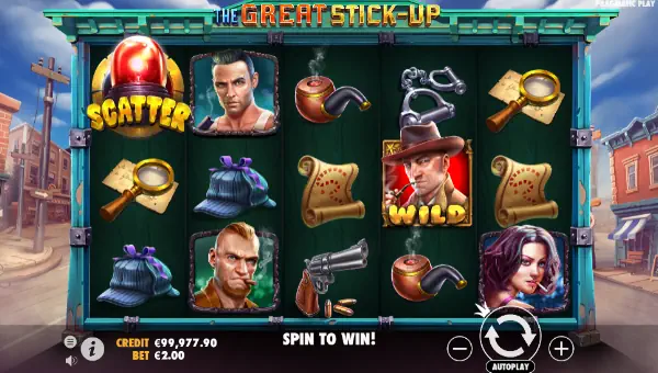 The Great Stick Up base game screenshot showing reels and features
