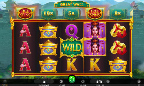 The Great Wall base game screenshot showing reels and features