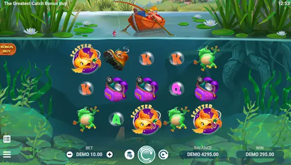 The Greatest Catch base game screenshot showing reels and features