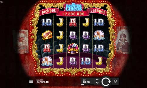 The Haunted Circus base game screenshot showing reels and features