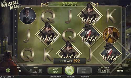 The Invisible Man base game screenshot showing reels and features