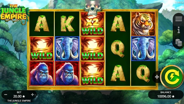The Jungle Empire base game screenshot showing reels and features