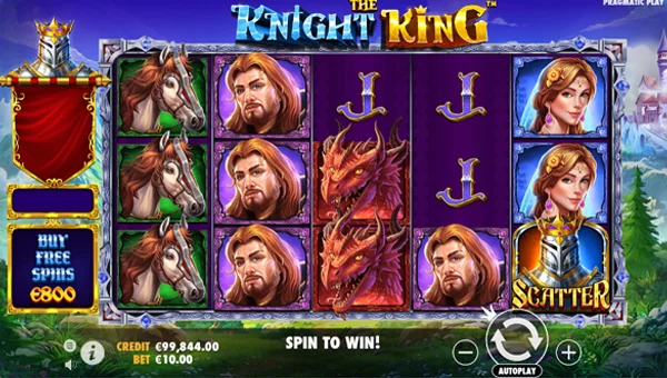 The Knight King base game screenshot showing reels and features