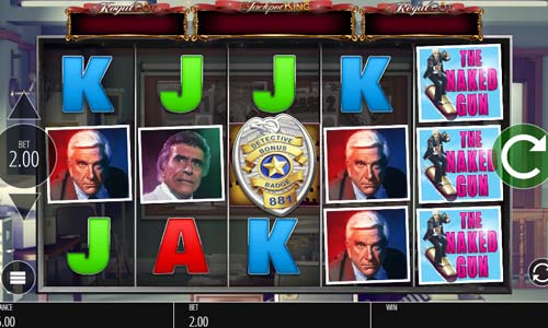 The Naked Gun base game screenshot showing reels and features