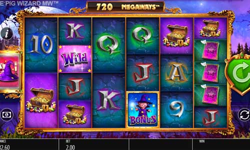 The Pig Wizard Megaways base game screenshot showing reels and features