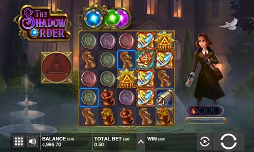 The Shadow Order base game screenshot showing reels and features