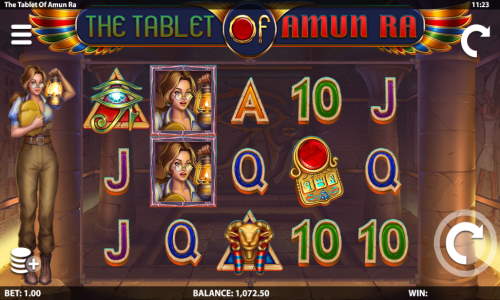 The Tablet of Amun Ra base game screenshot showing reels and features