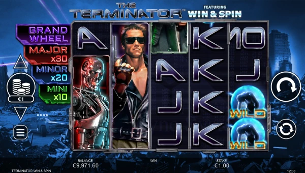 The Terminator base game screenshot showing reels and features