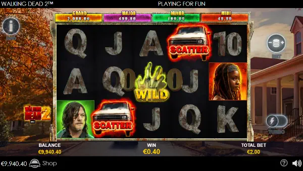 The Walking Dead 2 base game screenshot showing reels and features