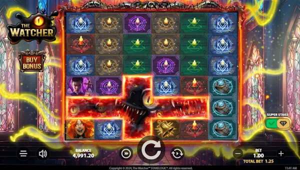 The Watcher base game screenshot showing reels and features