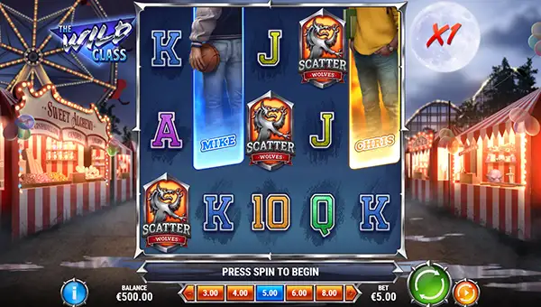 The Wild Class base game screenshot showing reels and features