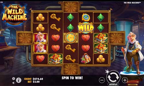 The Wild Machine base game screenshot showing reels and features
