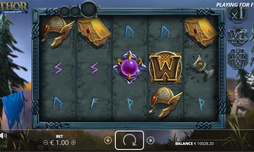 Thor Hammer Time base game screenshot showing reels and features