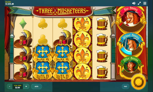 Three Musketeers base game screenshot showing reels and features