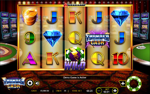 Thunder Cash base game screenshot showing reels and features