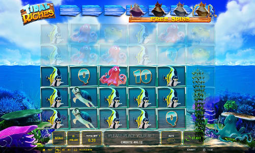 Tidal Riches base game screenshot showing reels and features