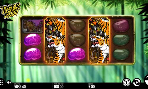 Tiger Rush base game screenshot showing reels and features