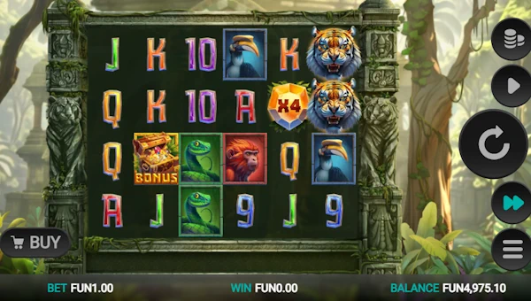 Tiger Shrine base game screenshot showing reels and features
