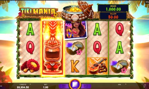 Tiki Mania base game screenshot showing reels and features
