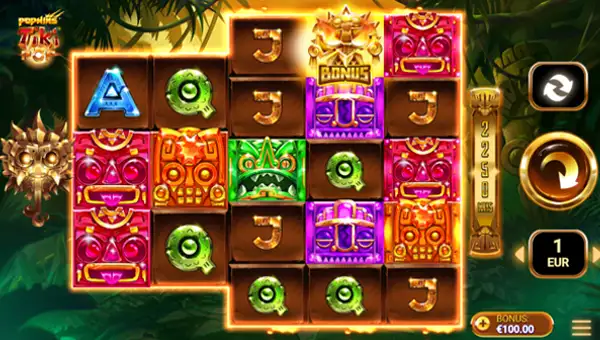 TikiPop base game screenshot showing reels and features