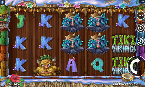 Tiki Vikings base game screenshot showing reels and features