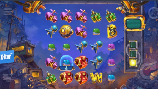 Tinkerbot base game screenshot showing reels and features
