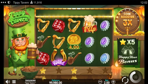 Tippy Tavern base game screenshot showing reels and features