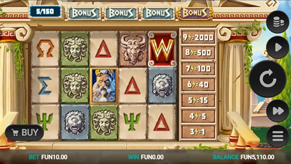 Titan Strike base game screenshot showing reels and features