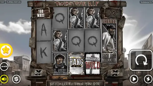 Tombstone RIP base game screenshot showing reels and features