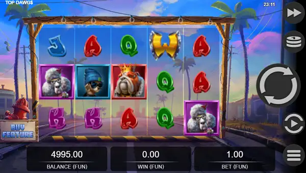 Top Dawgs base game screenshot showing reels and features