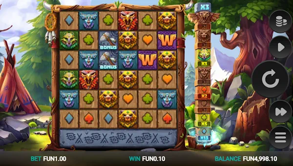 Totem Guardians Dream Drop base game screenshot showing reels and features