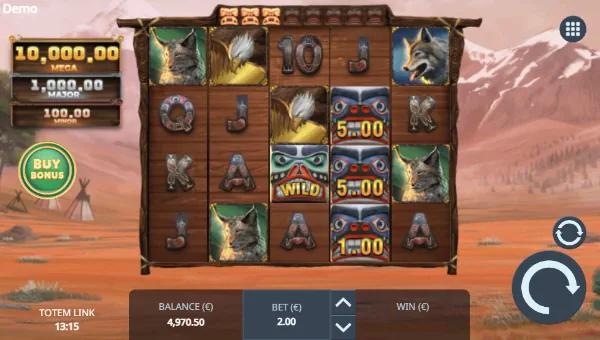 Totem Link base game screenshot showing reels and features