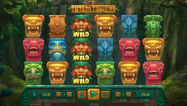 Totem Towers base game screenshot showing reels and features
