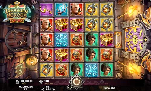 Treasure Heroes base game screenshot showing reels and features