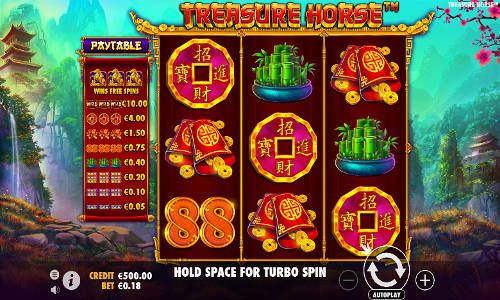 Treasure Horse base game screenshot showing reels and features